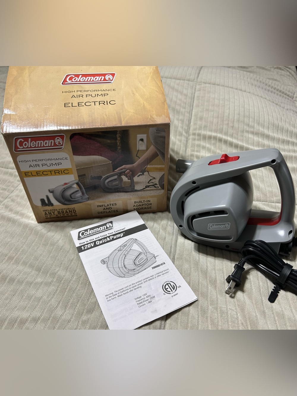 NIB Coleman Electric 120V High Performance Air Pump